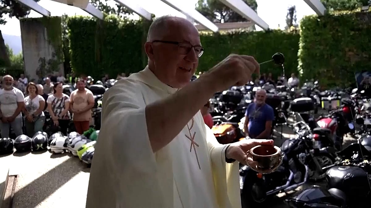 200 bikers gather at Italy's Castel Gandolfo for motorcycle blessing