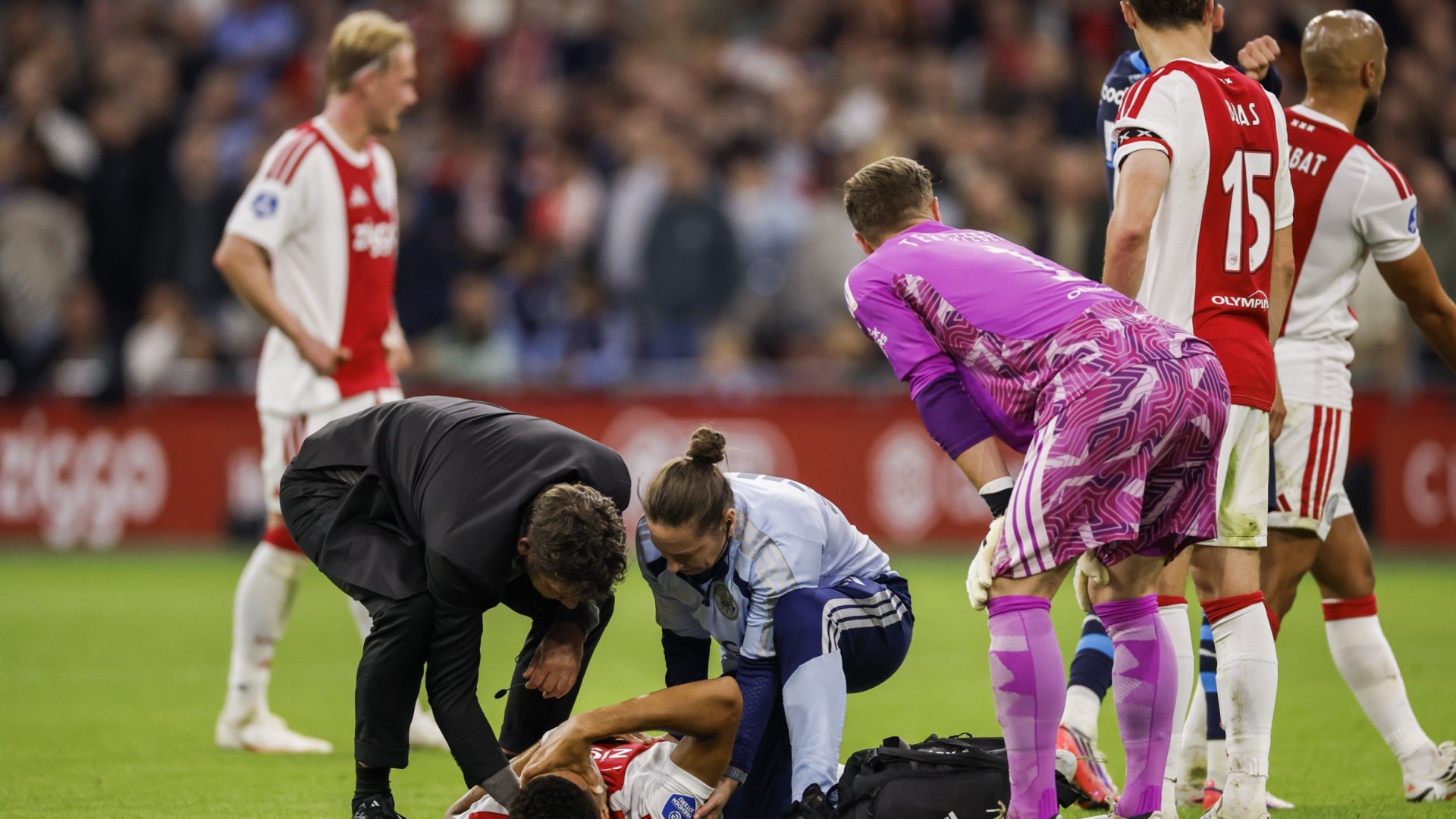 Ajax star rushed to hospital with bruised lung after he is wiped out by Mark van Bommel’s son