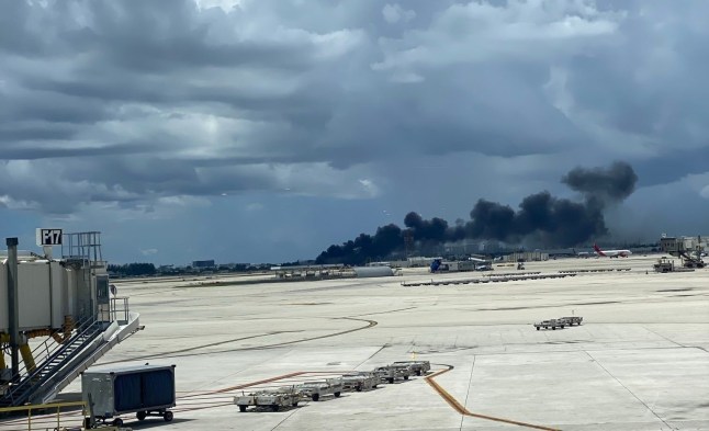 Amazon jet in fireball crash after overshooting runway at Miami airport