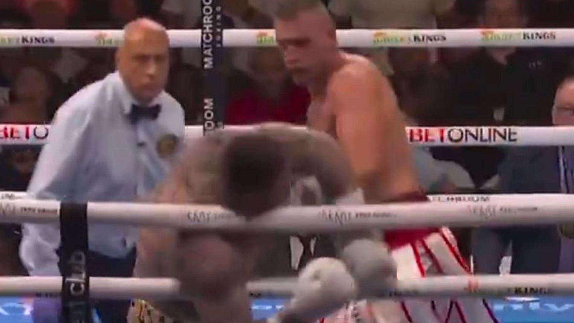 Andy Ruiz Jr brutally floored after vicious flurry of shots as boxing fans slam referee for not stopping fight