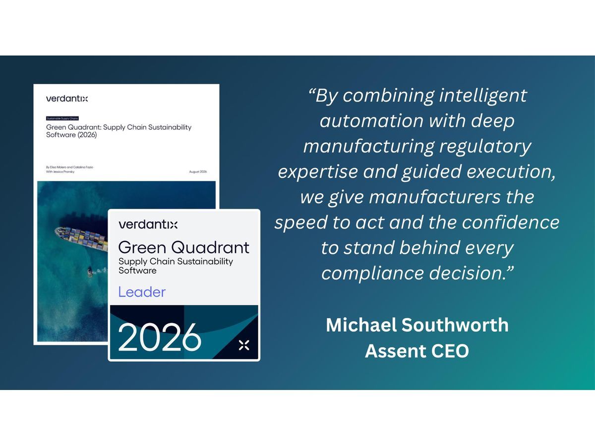 Assent Recognized as Two-Time Leader in Green Quadrant for Supply Chain Sustainability Software
