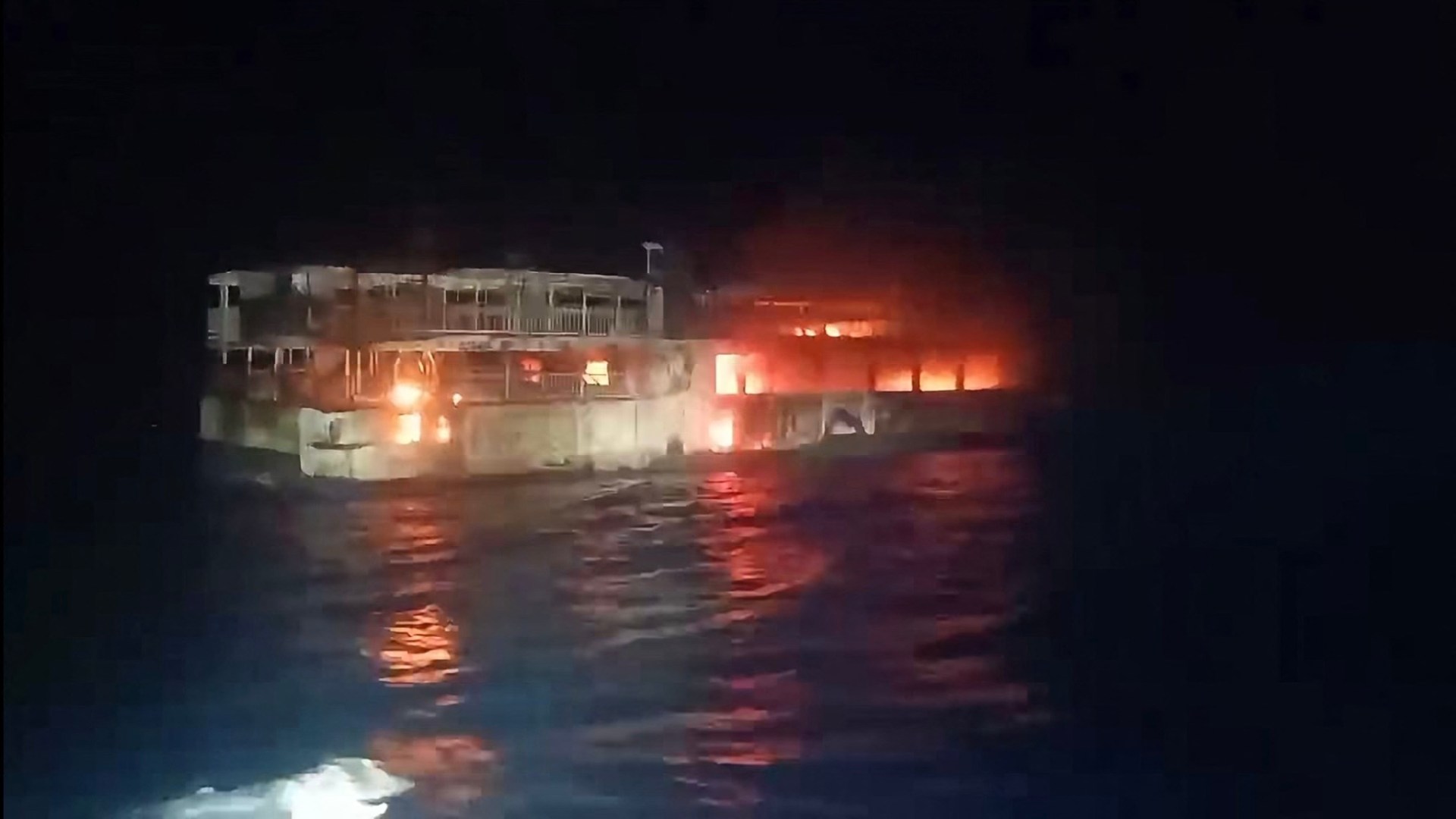 At least five dead and 87 missing after monster fire engulfs passenger ferry in the Philippines