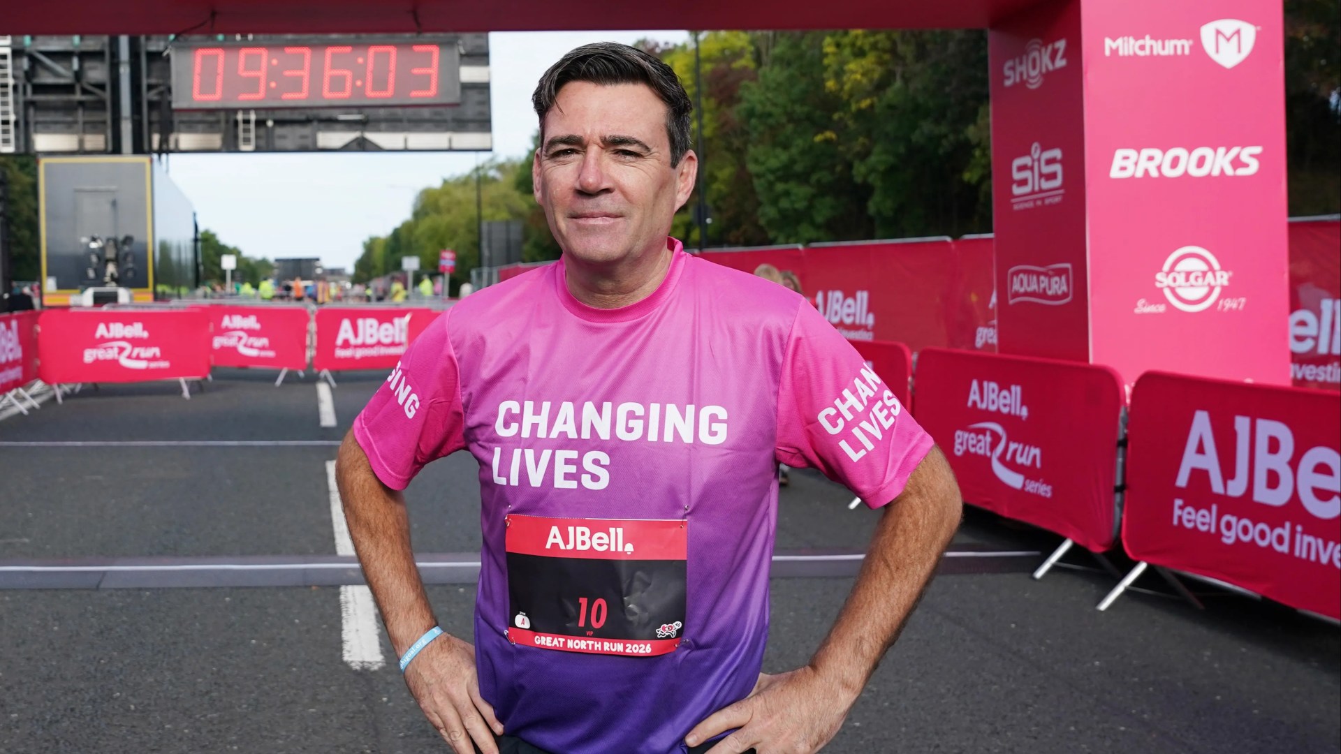 Burnham dons No10 bib as he joins thousands of runners taking to the streets of Newcastle for Great North Run