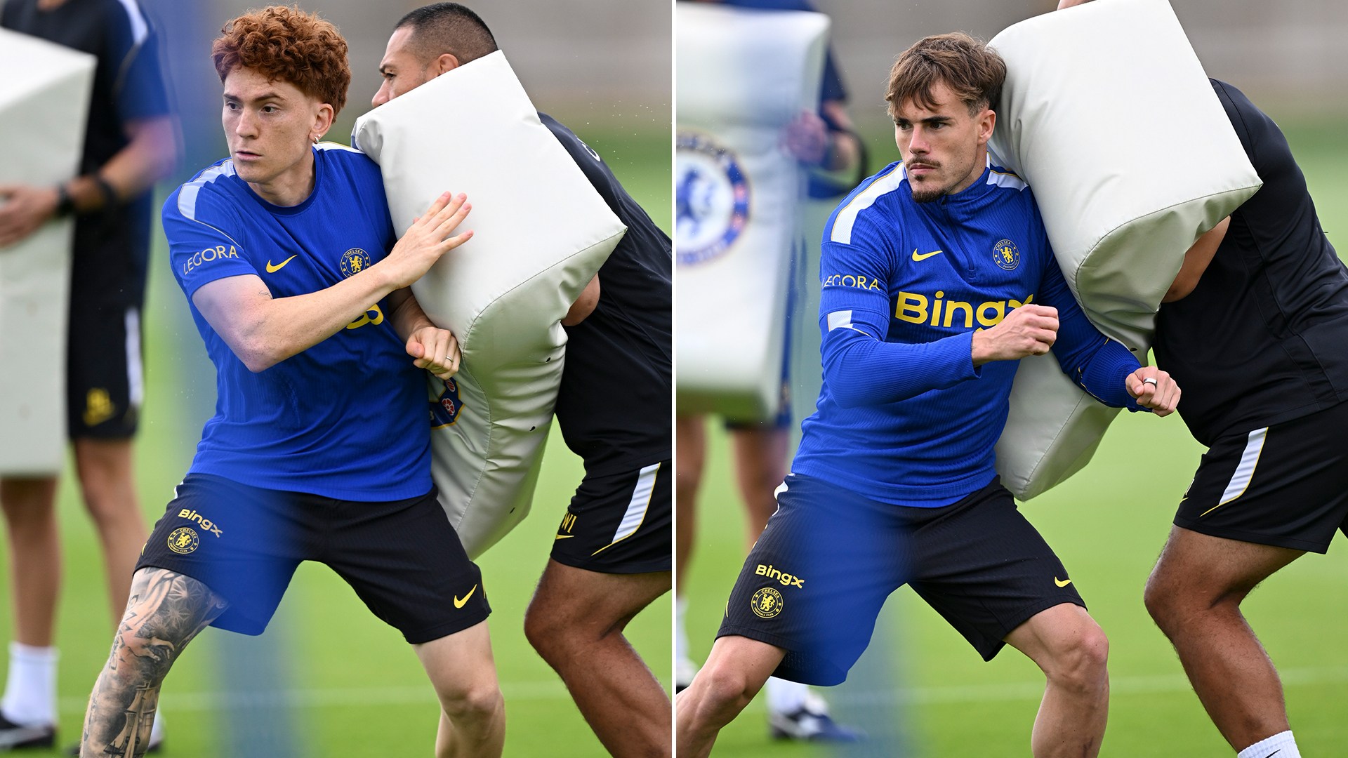 Chelsea stars prepare for Arsenal using RUGBY tackle shields in bizarre training bid to combat set-piece dark arts