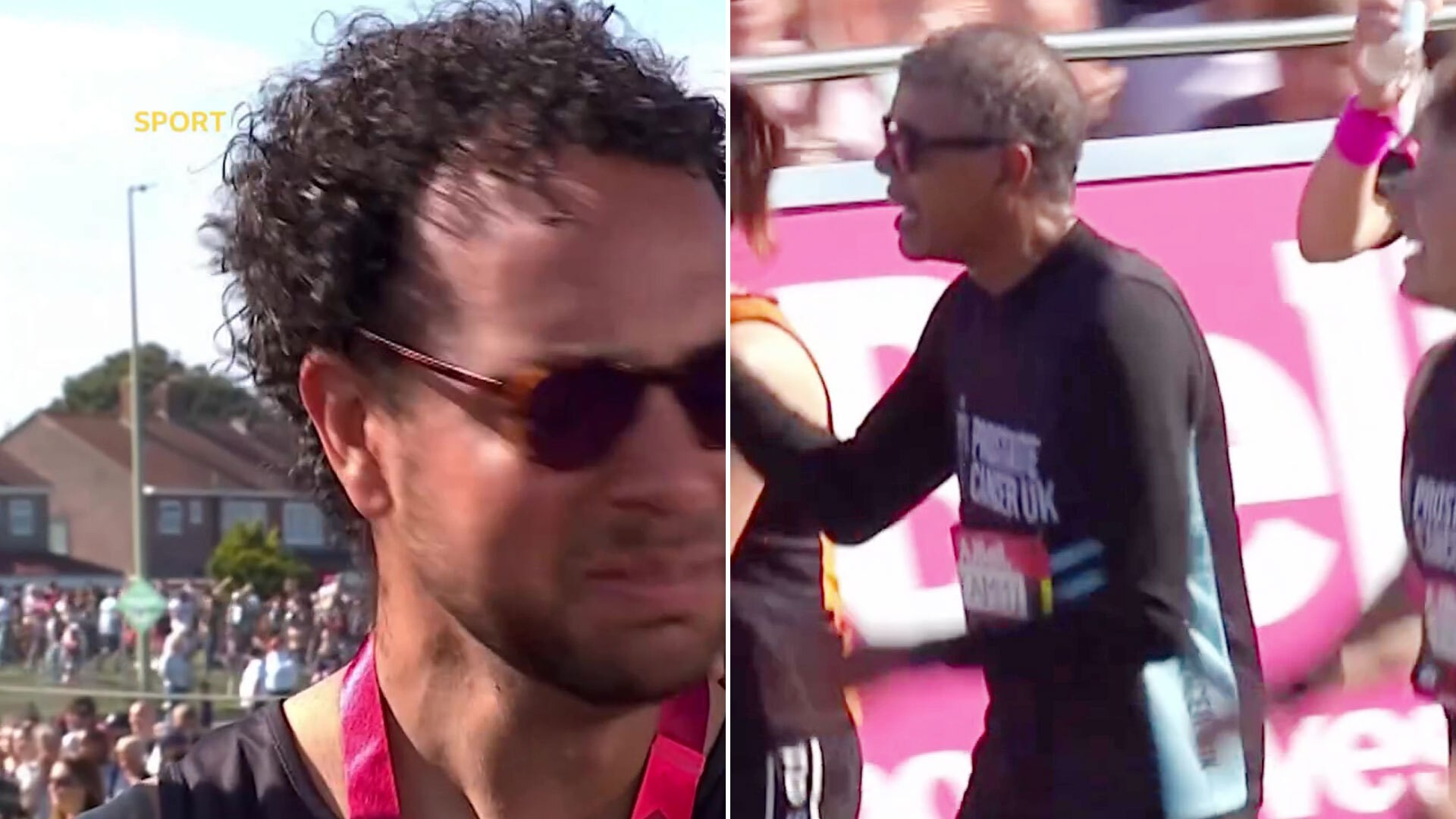 Chris Kamara’s son breaks down in tears as Sky Sports legend completes Great North Run after recovery from illness