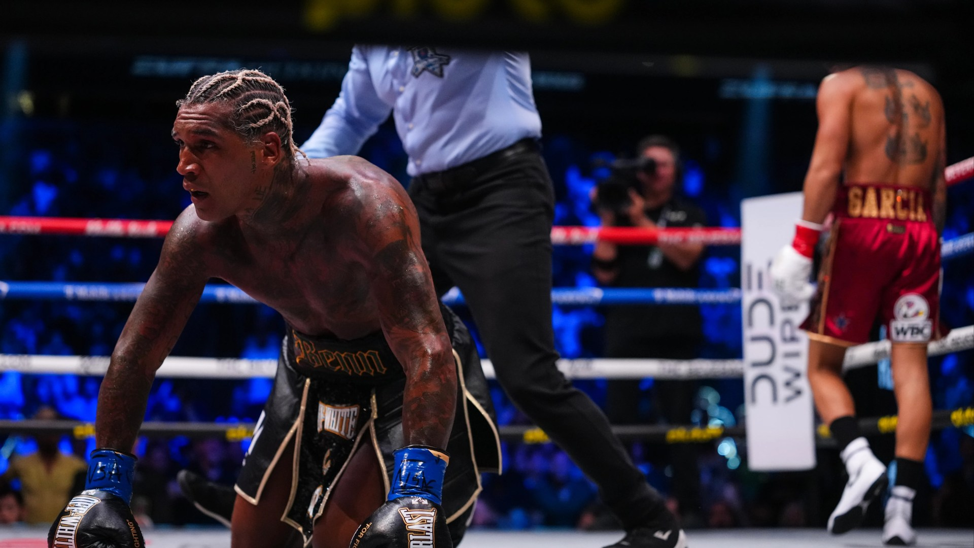 Conor Benn taken to hospital after brutal second round KO loss to Ryan Garcia as Brit’s world title dreams are crushed