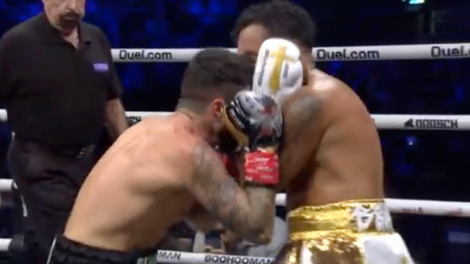 Conor Benn’s half-brother Harley’s fight called off after just 49 seconds for HEADBUTT as both fighters in furious row