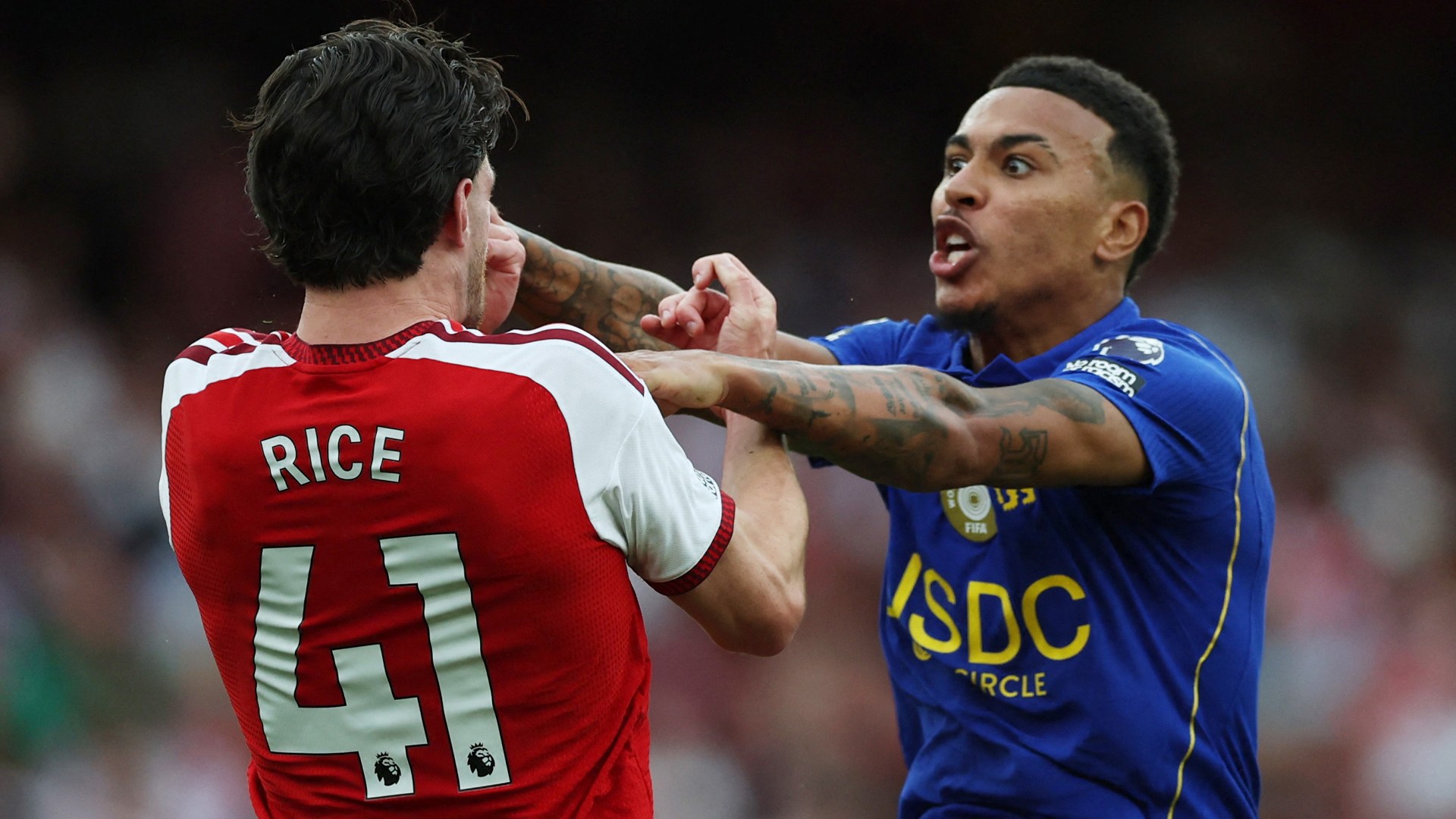 Declan Rice and Morgan Rogers in furious bust-up as England team-mates turn on each other during Arsenal vs Chelsea