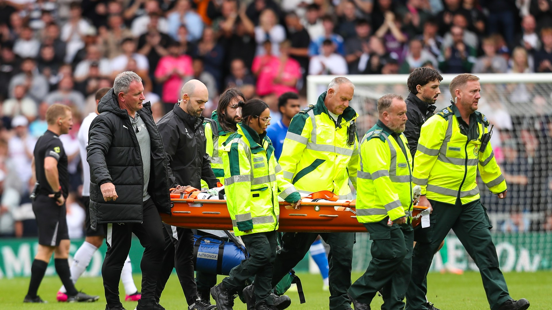 Derby issue update on Henrik Meister after striker collapsed with nobody around him in Birmingham clash