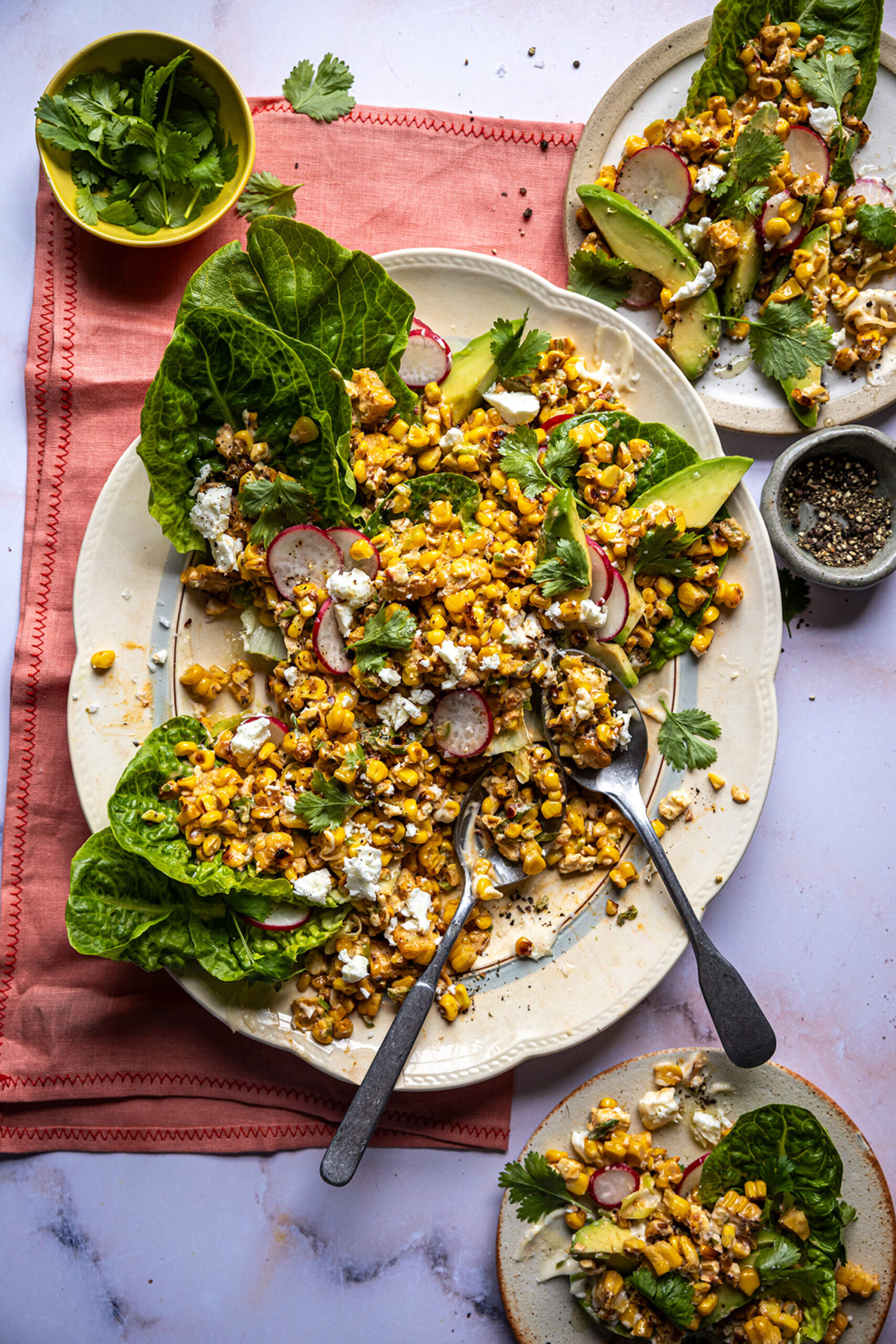 Elote Charred Corn Salad with Avocado, Feta and Lime