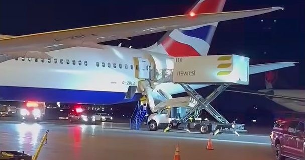 Emergency slide activates on British Airways plane while catering was delivered