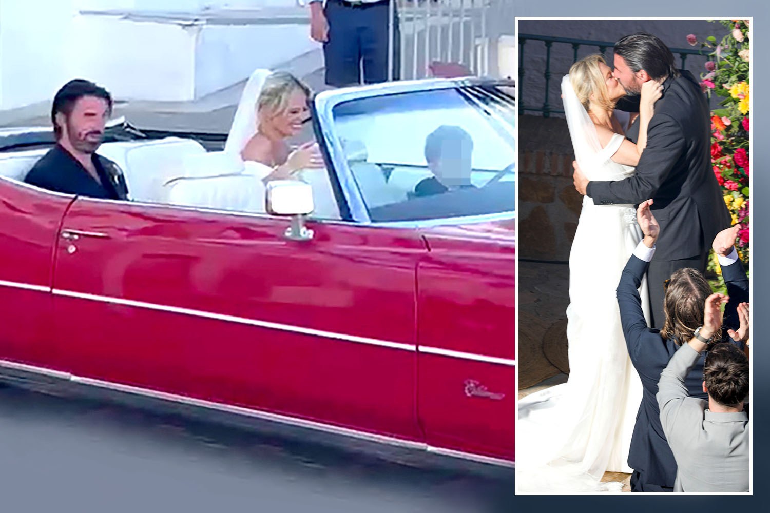 Emily Atack and husband Alistair Garner share heartwarming moment with son, two, in 1950s Cadillac at Spanish wedding
