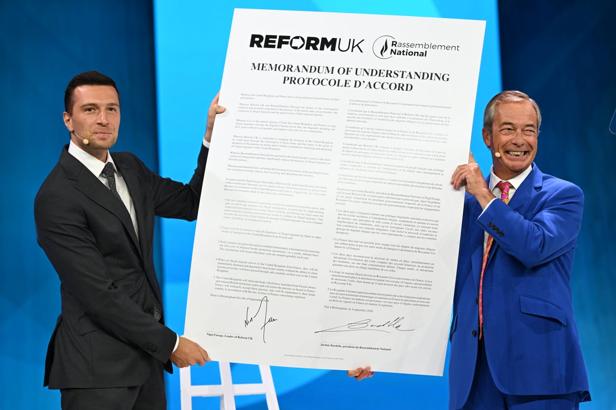 Farage and Le Pen’s prodigy Bardella sign pact to ‘stop small boats forever’