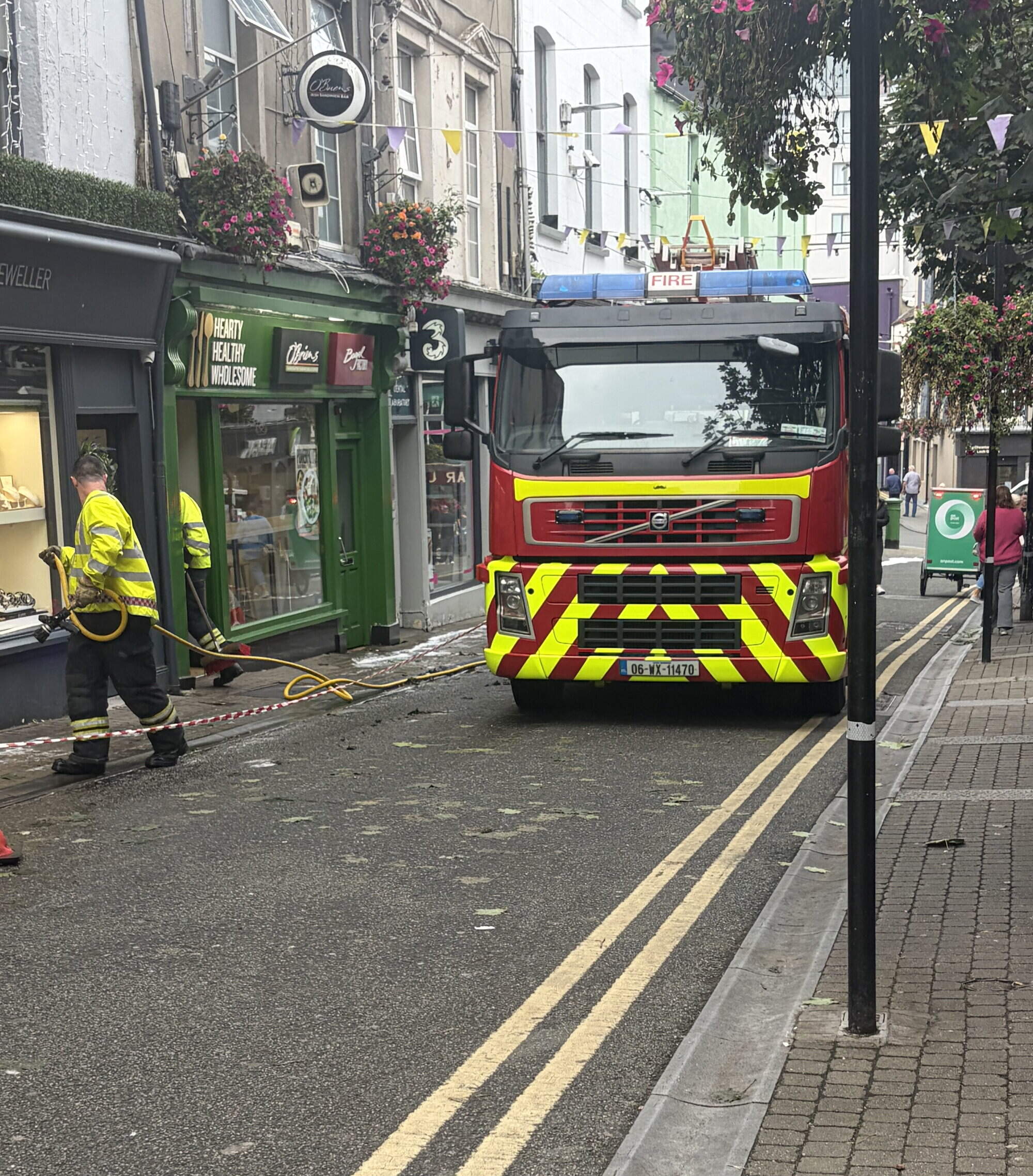 Fire service dealing with oil spill the length of Wexford’s Main Street