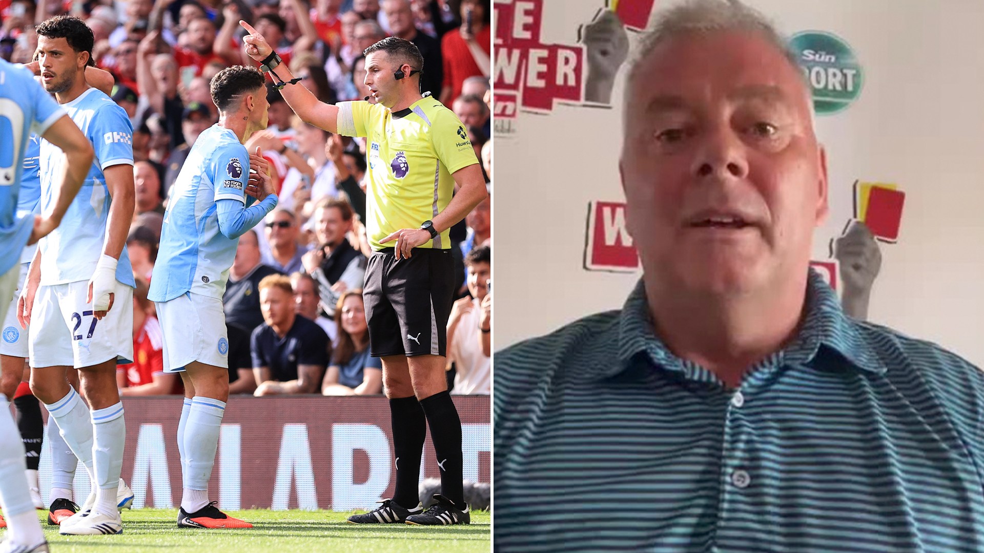 Foden can have no complaints about red but Bruno Fernandes was lucky not get yellow for petulant kick, says ex-Prem ref