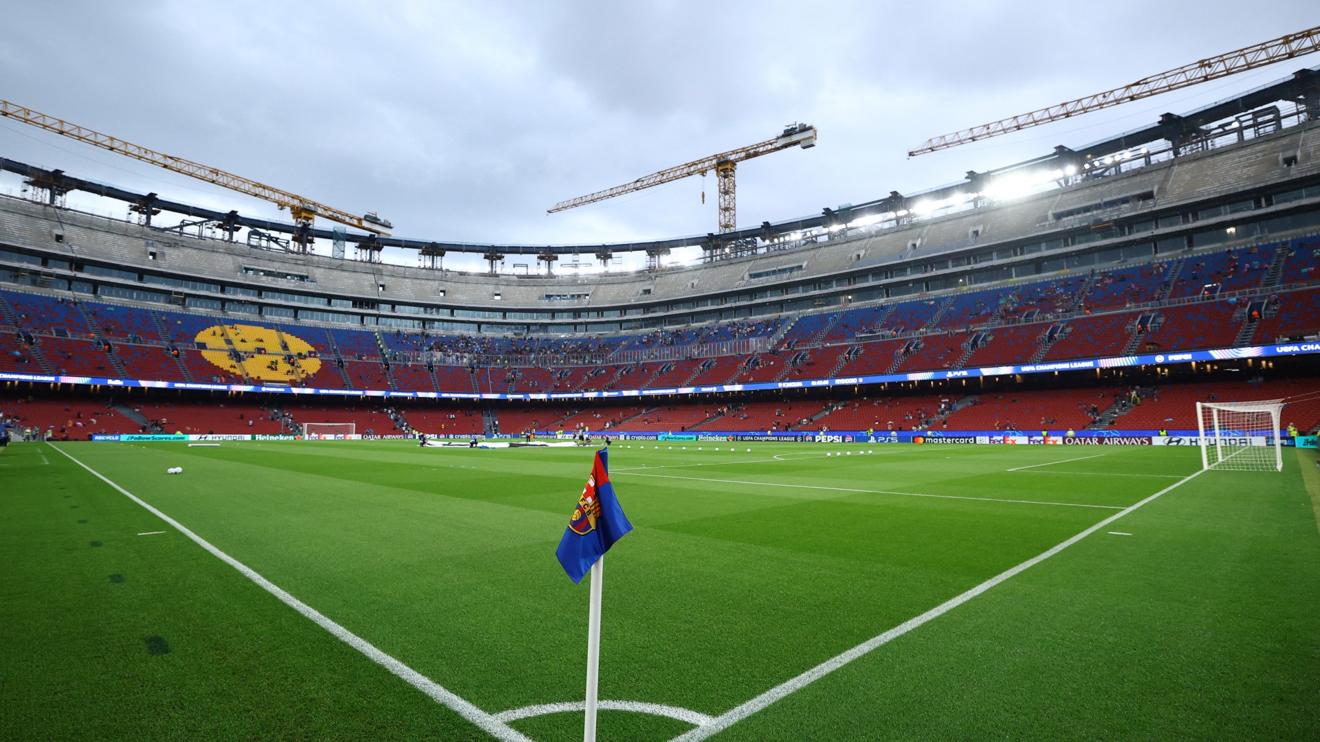 Footage of leaky roof at Barcelona’s Nou Camp stadium emerges as journalists get drenched despite £1.3BILLION renovation
