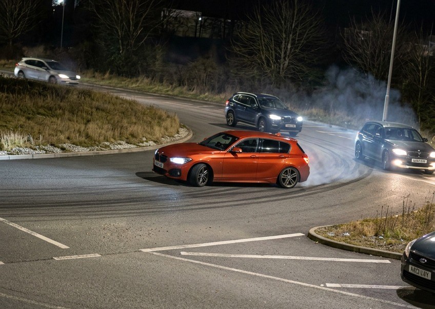 Footage shows boy racers causing ‘pure chaos’ on roundabout as locals warn someone will be killed weeks after A66 crash