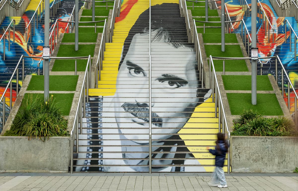 Freddie Mercury mural unveiled on Wembley steps on what would be his 80th birthday