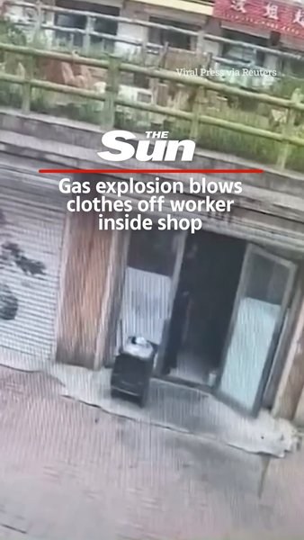 Gas explosion blows clothes off worker inside shop
