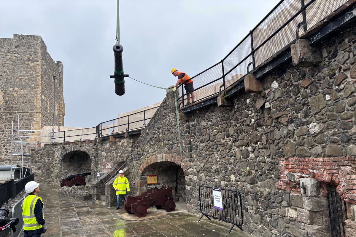 Historic cannon welcomed home to Carrickfergus Castle after restoration work