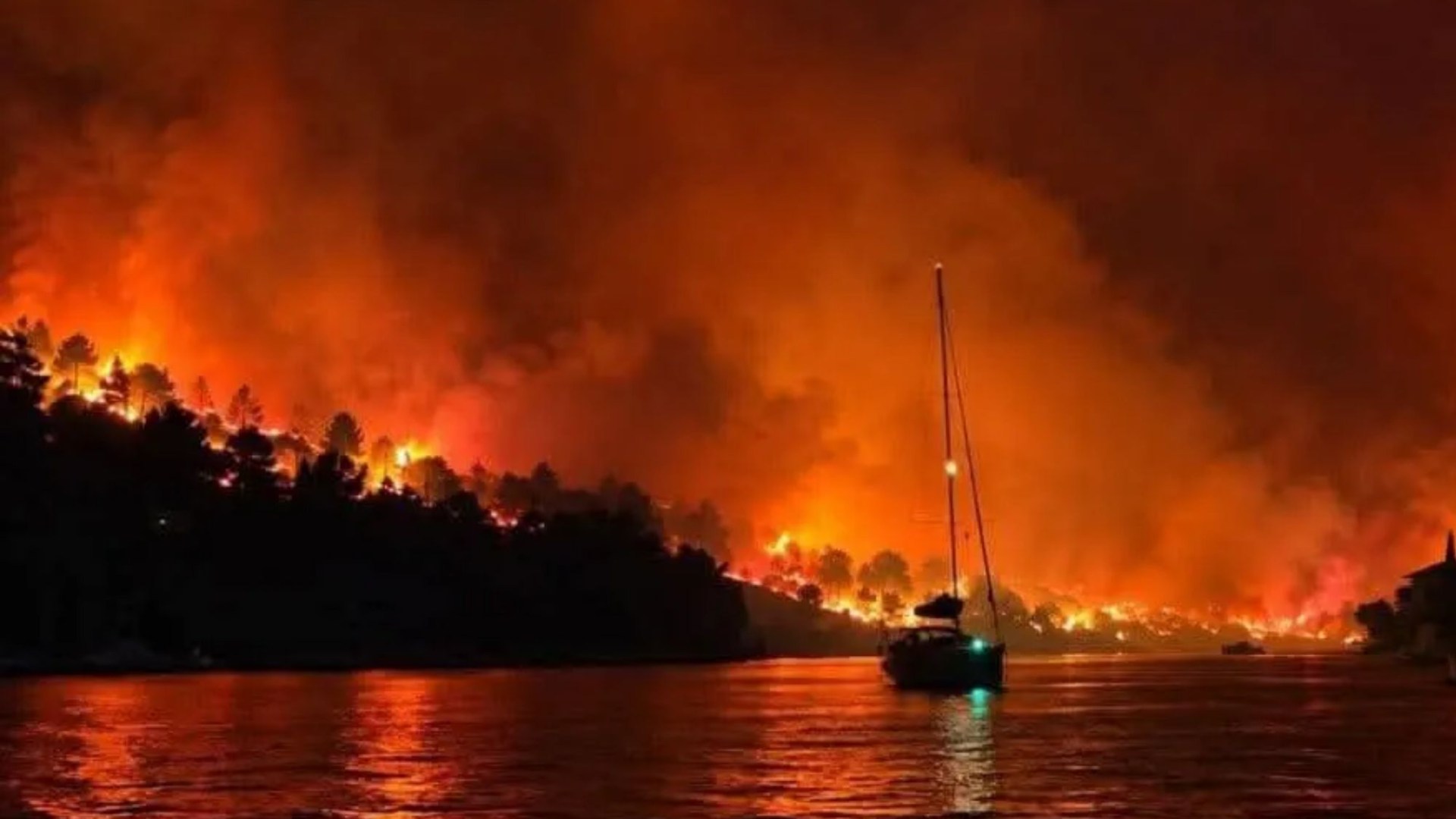 Horrifying moment Brit tourists watch on as flames engulf hotel on Croatian island before panicked escape by boats