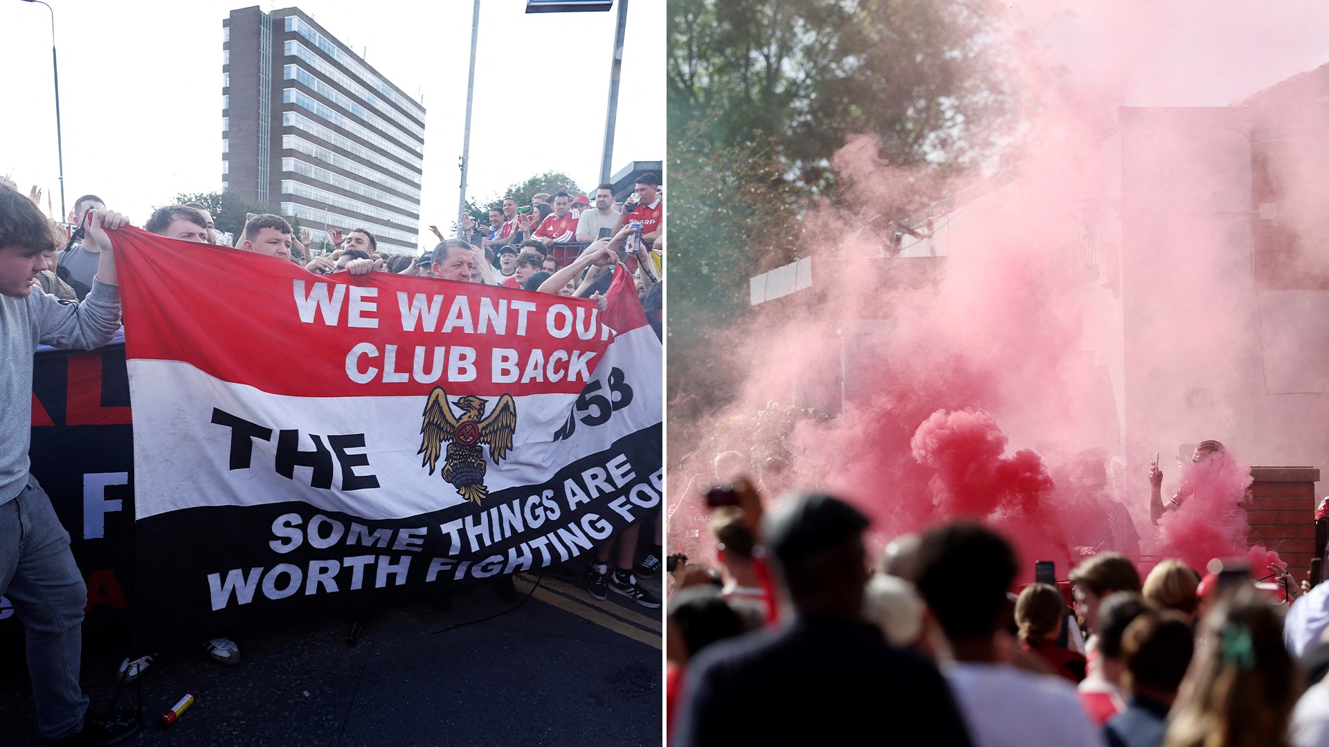 Hundreds of Man Utd fans protest against owners Glazers and Sir Jim Ratcliffe after Red Devils ‘crossed a line’