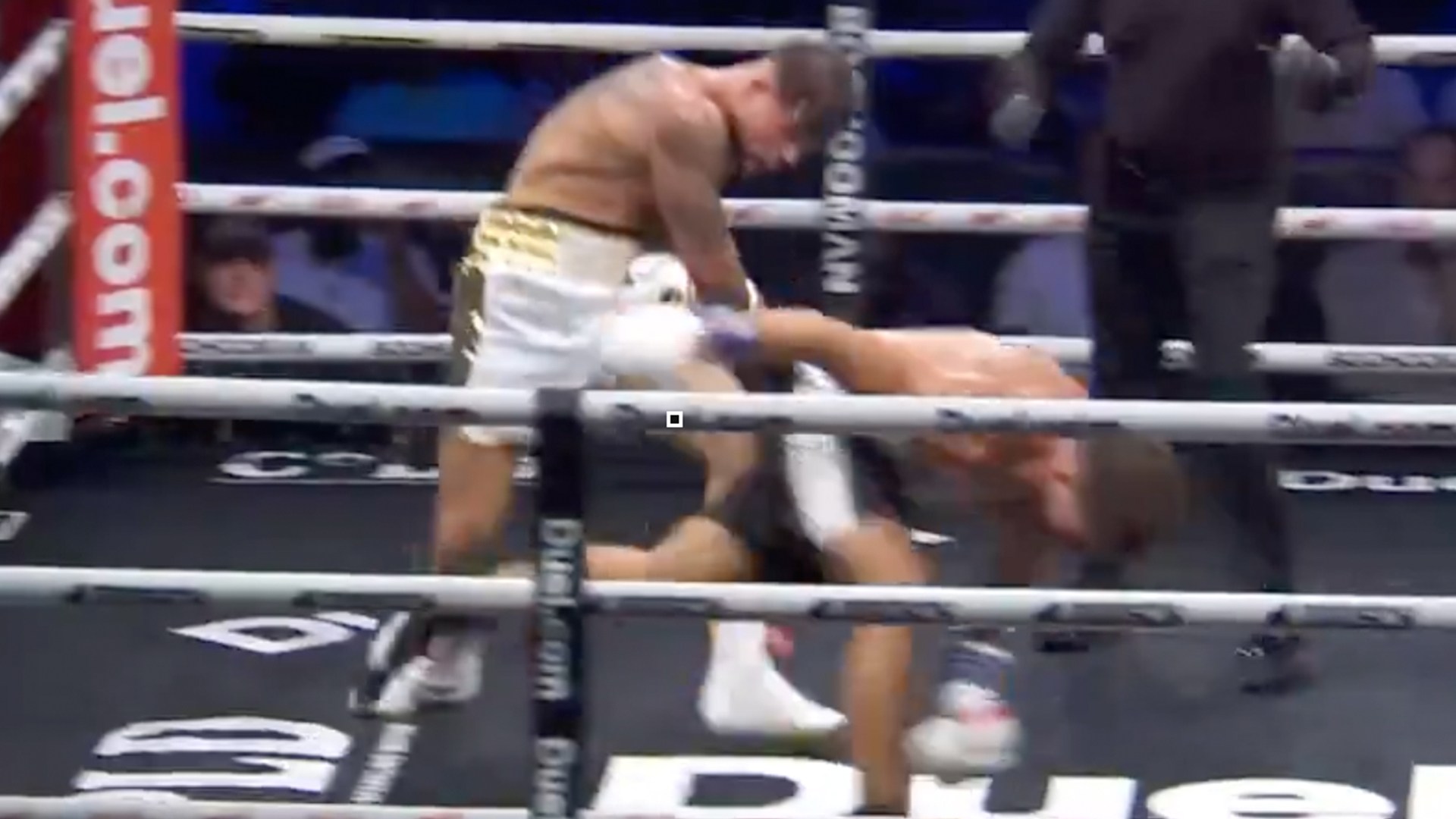 Ibiza Final Boss sends opponent Kennel Jenkins SOMERSAULTING in ring during chaotic Misfits Boxing showdown