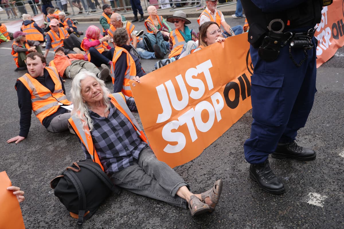 Just Stop Oil are back: Protesters block road outside Parliament as Andy Burnham makes PMQs debut