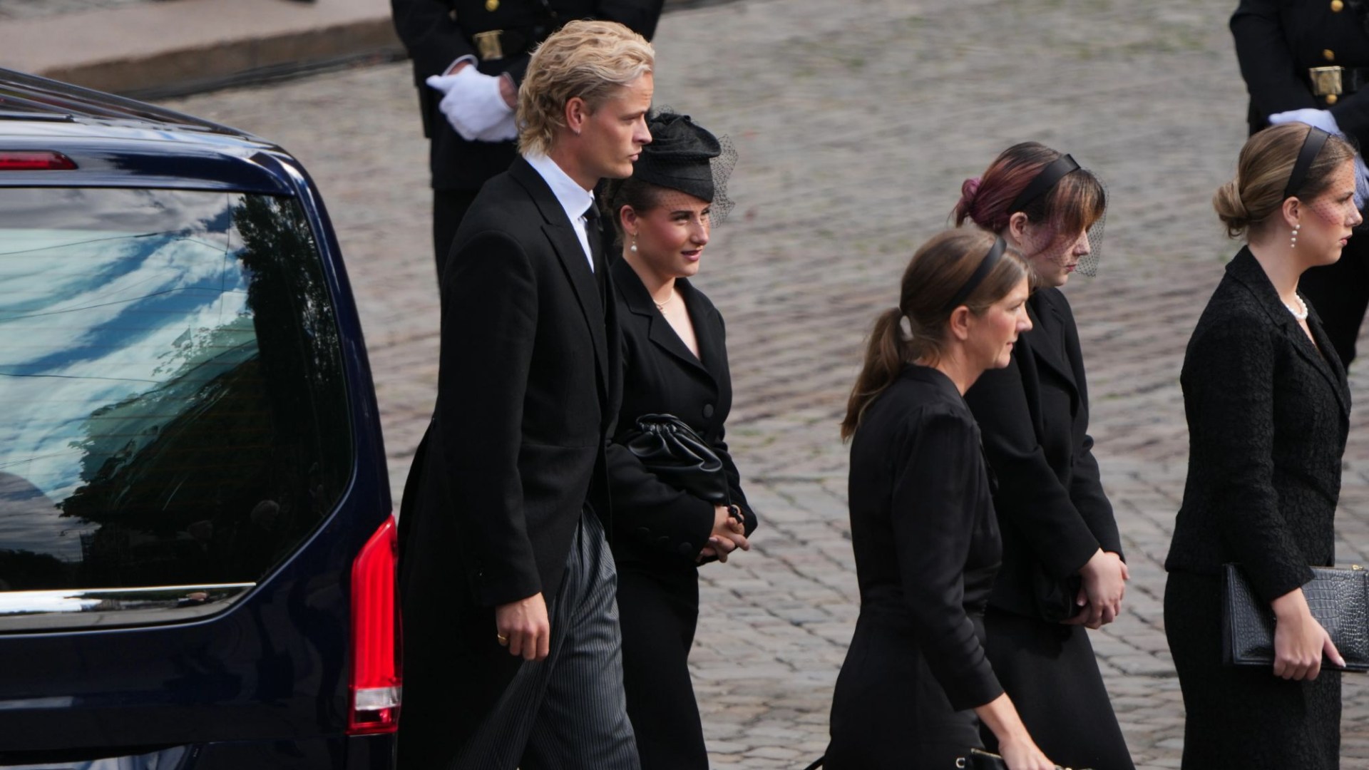 King Harald’s rapist grandson Marius Borg Høiby, 29, seen at funeral as shamed royal temporarily freed from house arrest