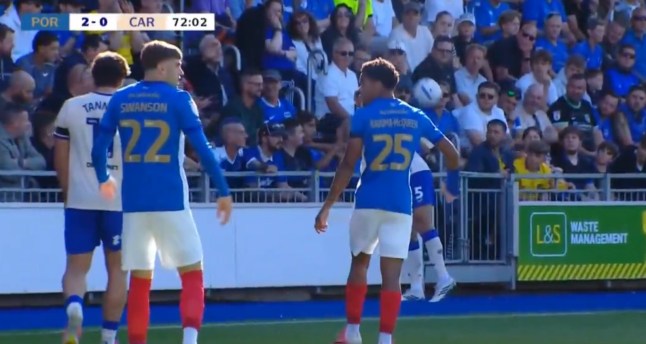 Krystian Bielik grabs Portsmouth fan by the throat in Cardiff City defeat