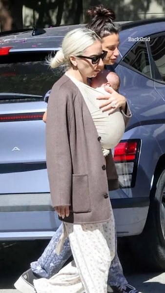 Lady Gaga seen with new baby for first time