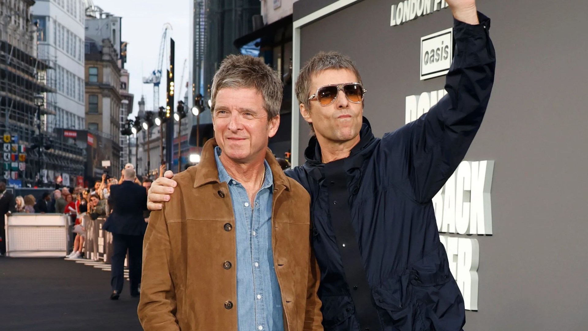 Liam and Noel Gallagher are the picture of brotherly love as they’re joined by their kids at new film premiere in London