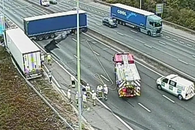 Major motorway closed overnight as jack-knifed HGV blocks lanes after serious crash between two lorries and car