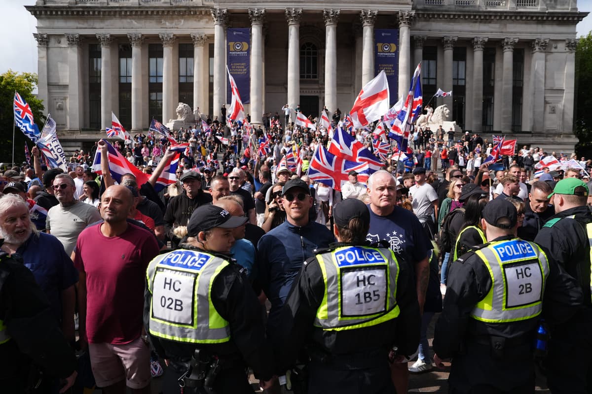 Man arrested over concealing identity at anti-immigration protest in Portsmouth
