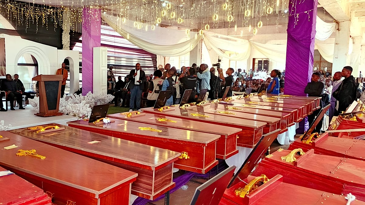 Mass funeral in Bukavu for 26 children killed in DR Congo school blaze