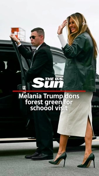 Melania Trump dons forest green for schoool visit
