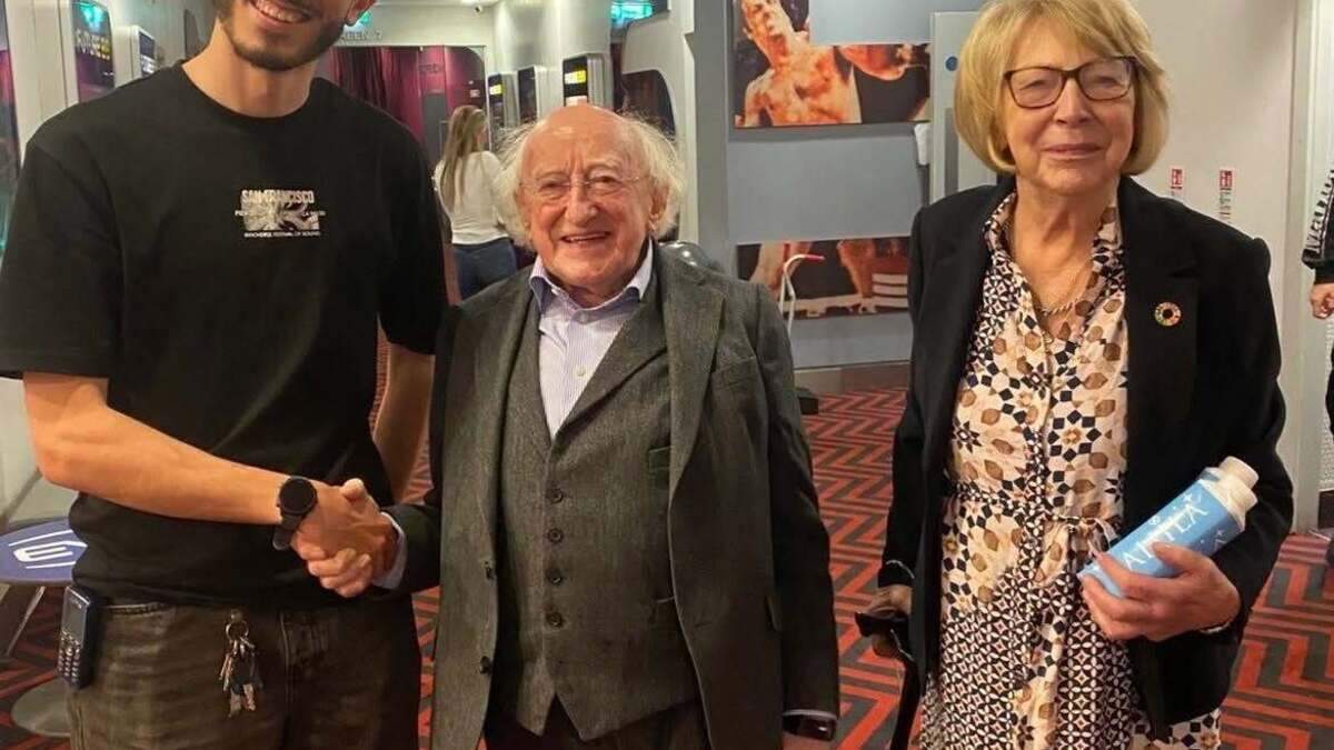 Michael D Higgins chats with Galway cinema staff when he popped in to watch critically acclaimed movie
