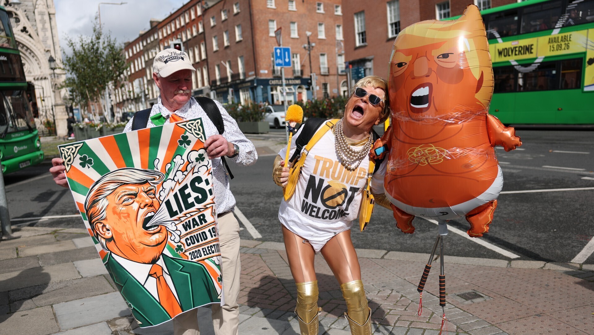 Mick Clifford: Protesters in Dublin tell Donald Trump they're 'scarlet for yer ma'