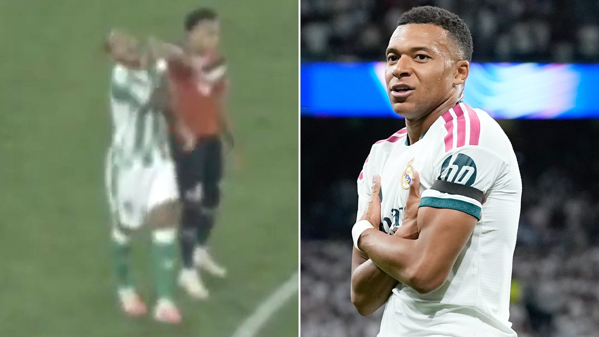 Mixed night for Mbappe brothers as Kylian scores but Ethan is SENT OFF for shocking elbow in Champions League clash
