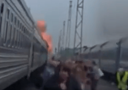Moment Russia attacks Ukrainian train shortly after Boris Johnson passed through station