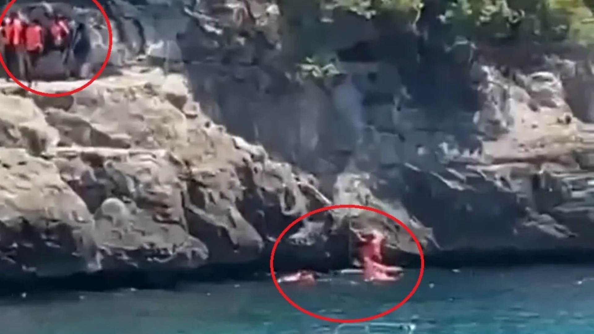 Moment migrants clamber onto rocks and swim to shore after arriving on packed tourist beach in Spain on speedboat ‘taxi’