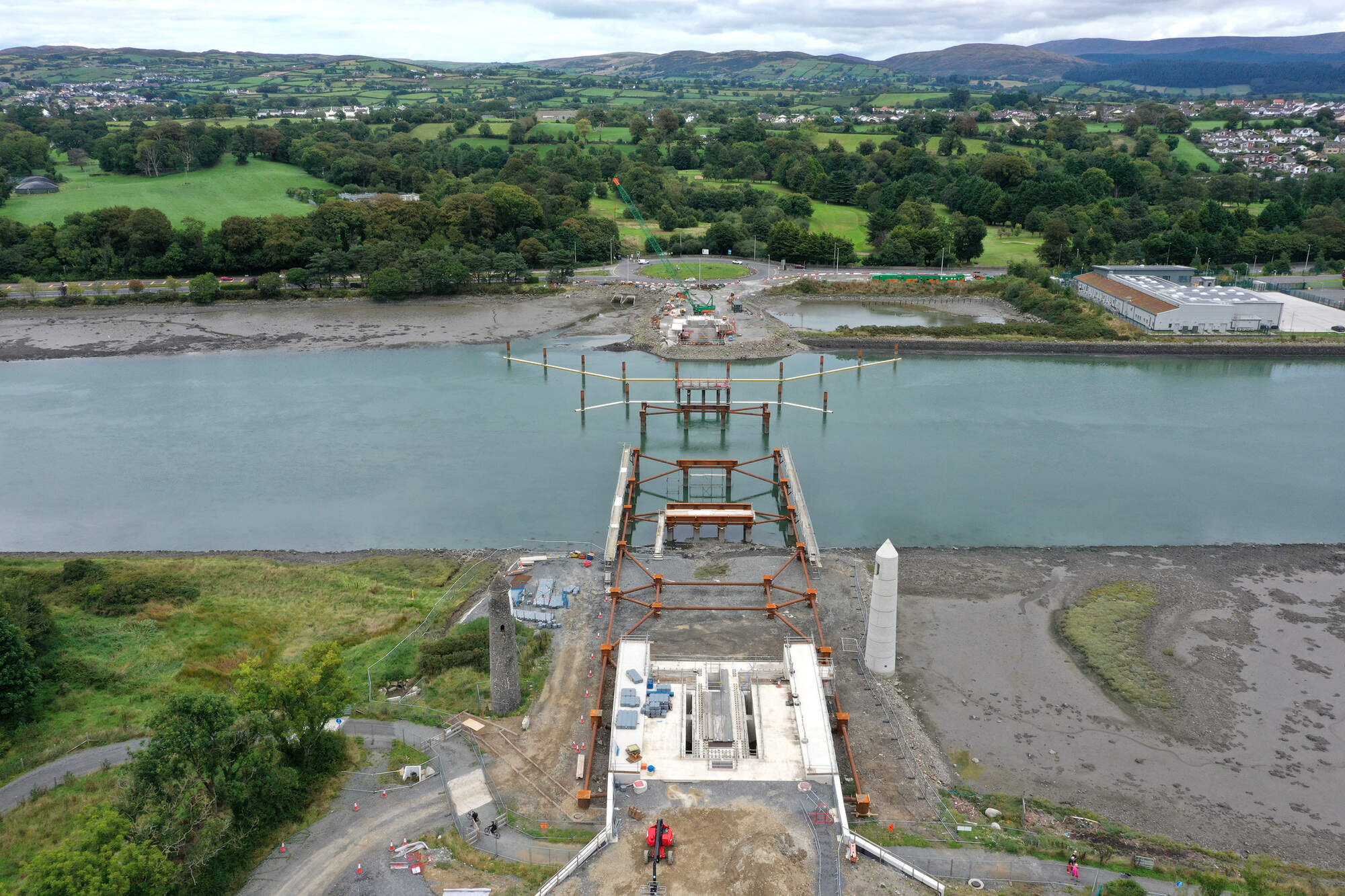 New structures give first glimpse of how Narrow Water Bridge will connect north and south