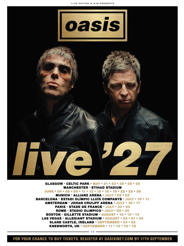 Oasis announce huge 2027 tour – full dates, venues, and how to get tickets