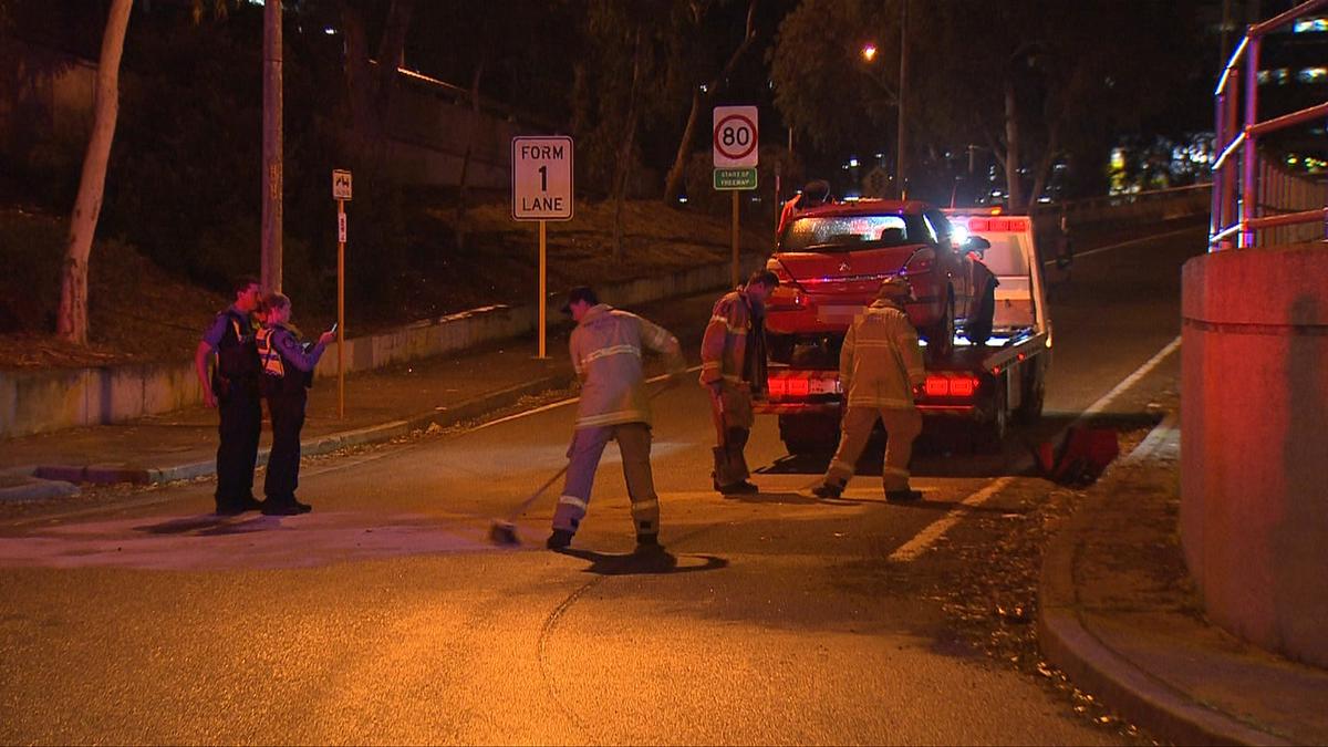 Perth crash: Small car with five occupants slams into wall on Market St as crews extricate trapped passenger