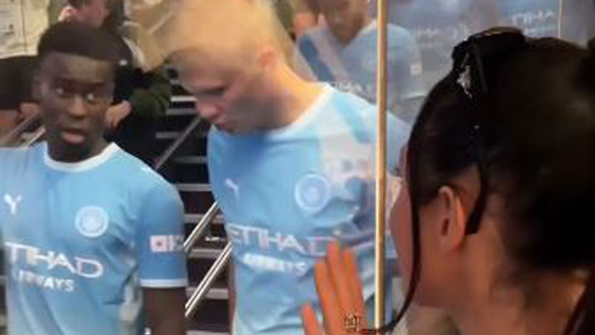 Porn star breaks Man City VIP rule, longingly reaches out to Haaland, high-fives England stars and flirts with mascot