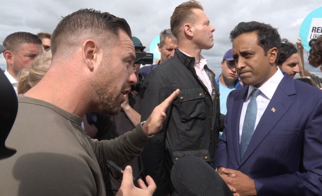 Portsmouth protest leader calls Nigel Farage his hero and blames ‘lefties’ for smashed police car