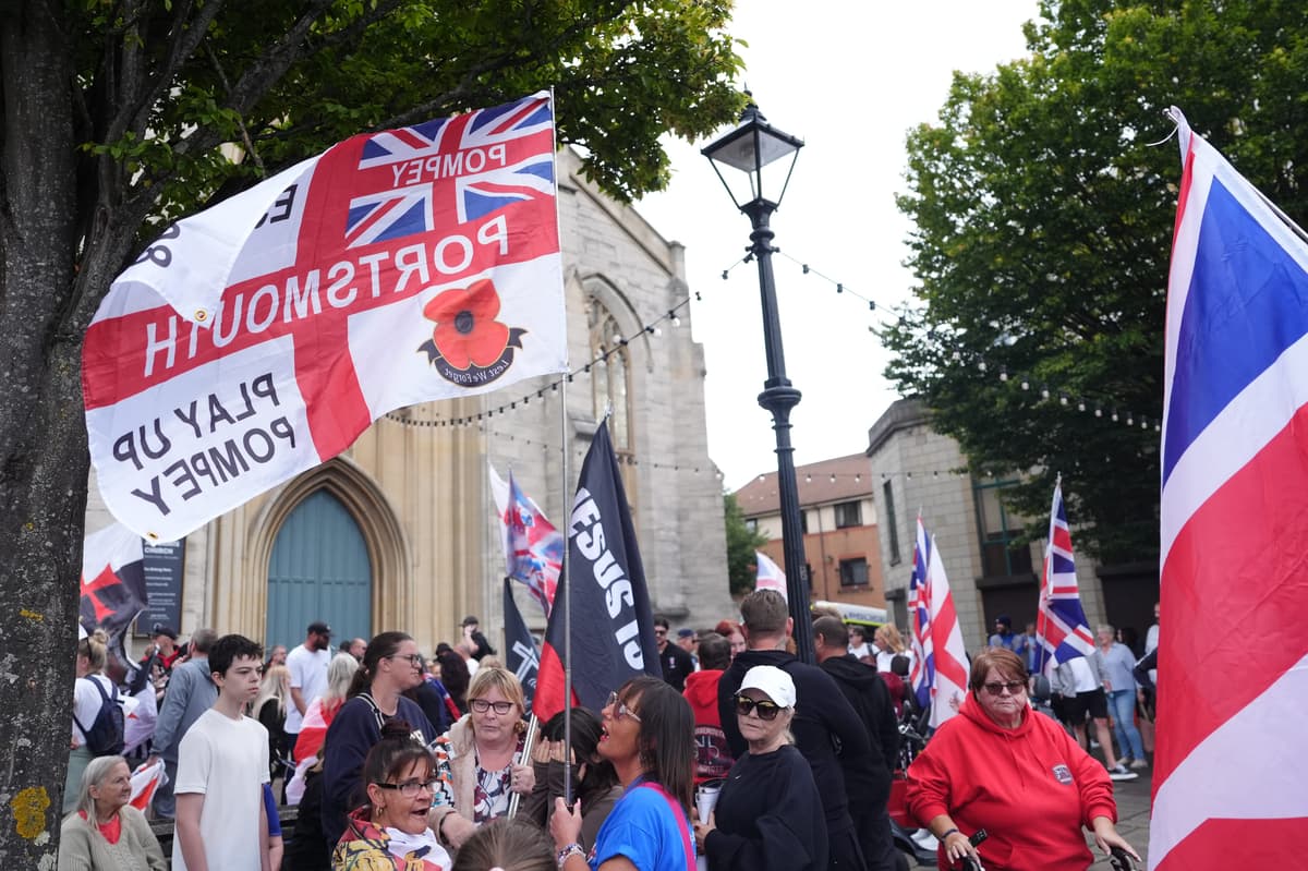 Protesters gather in Portsmouth as police warn against fear and violence