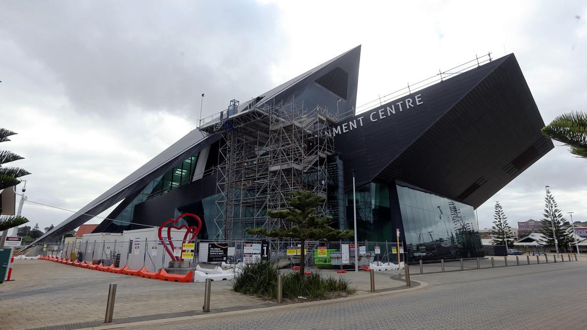 Renovations under way to replace worn external cladding and roof of Albany Entertainment Centre