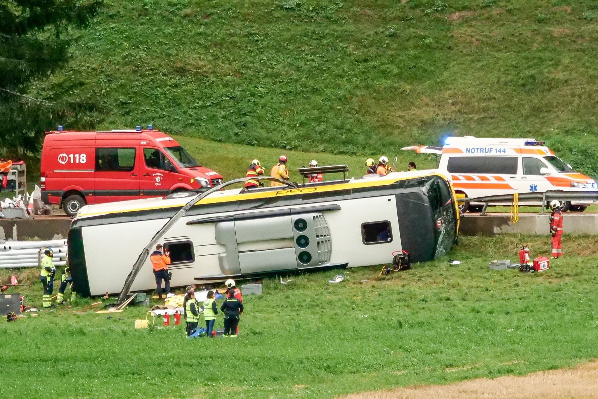 Several dead after coach overturns in Swiss Alps, police say