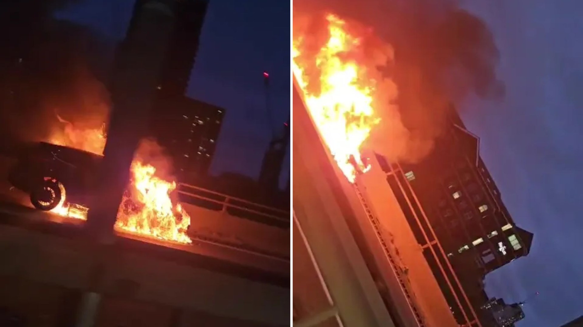 Shocking moment car bursts into flames on North Circular Road sending plumes of black smoke into the air